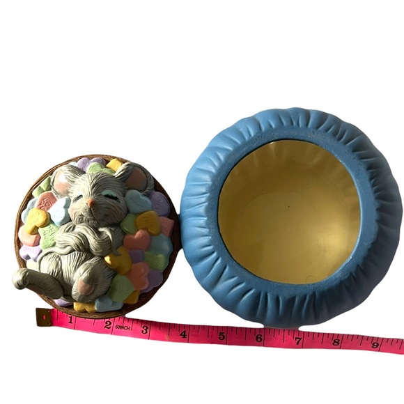 Vintage @86 dona's molds inc hand painted hearts & mouse ceramic trinket holder - Picture 8 of 15